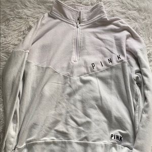 quarter zip up sweater. Half white. Half mint.